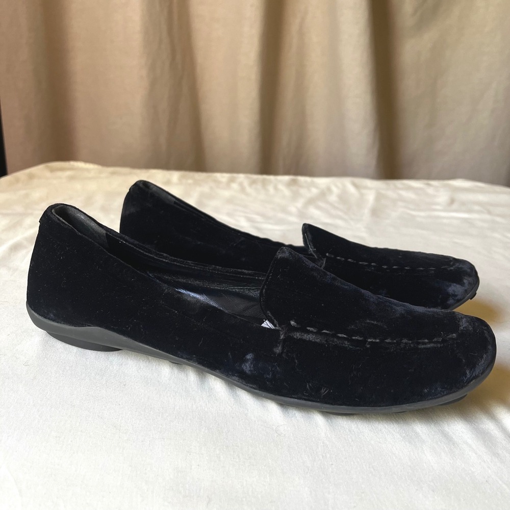 Prada Black Velvet Driving Loafers Flats Shoes Made‎ In Italy Size 39 - Picture 3 of 9